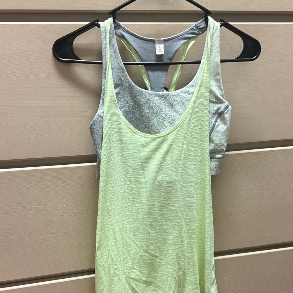 Lululemon Athletica Lime Green and Heather Gray Tank Top